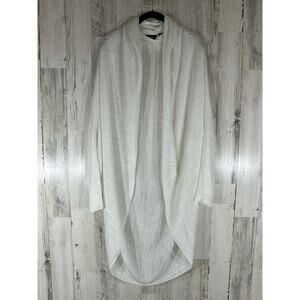 Vince Long Curved Hem Cardigan Sweater‎ Size P/S Cream Off White Linen Blend